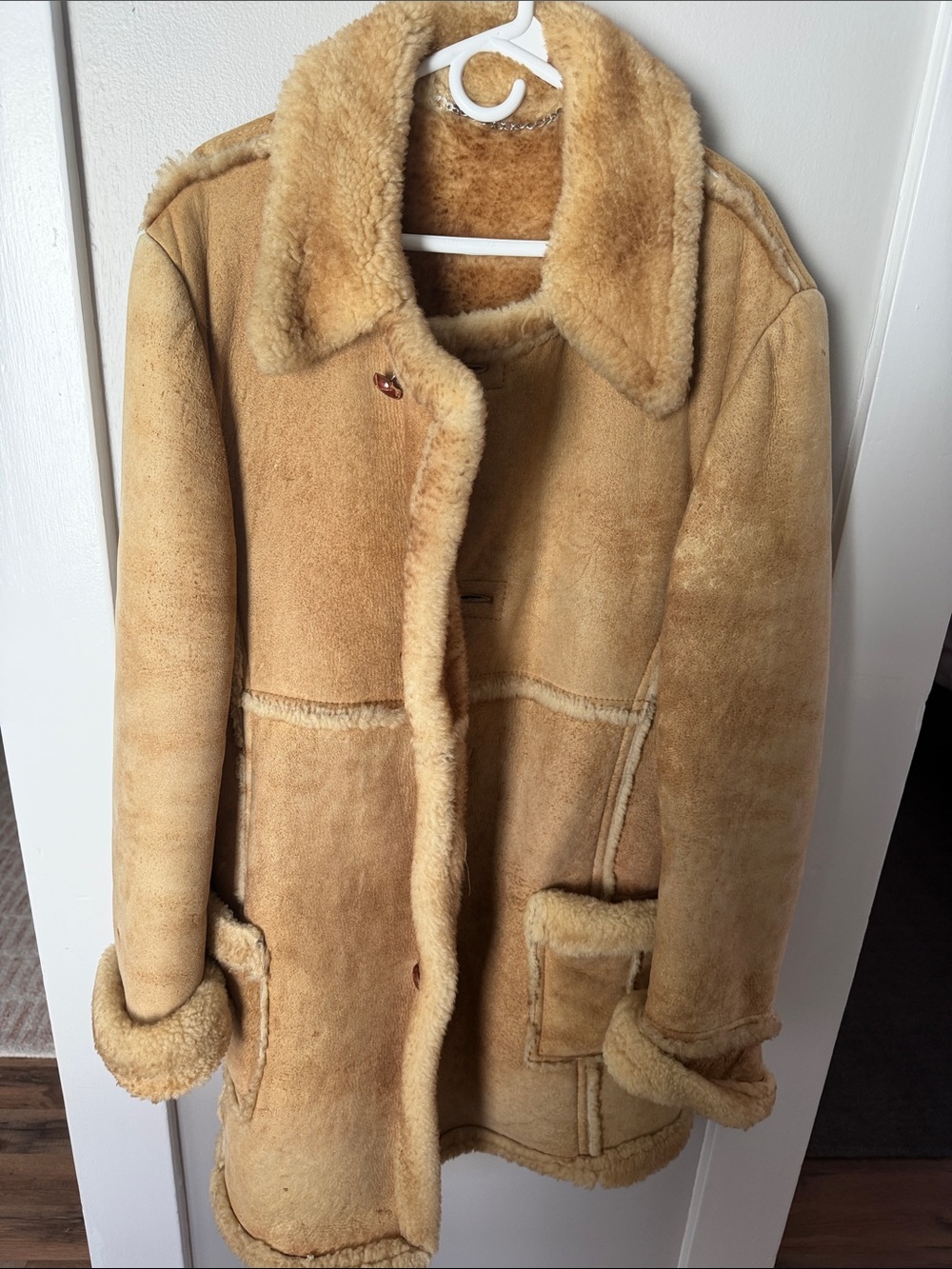 Shearling Coat - Tan Faux-Suede Women's Jacket